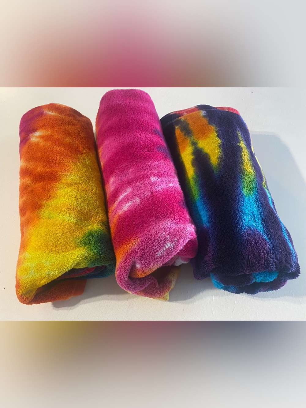 Vibrant hand made Tie-Dye Throw towels - Multicolor 100% cotton.